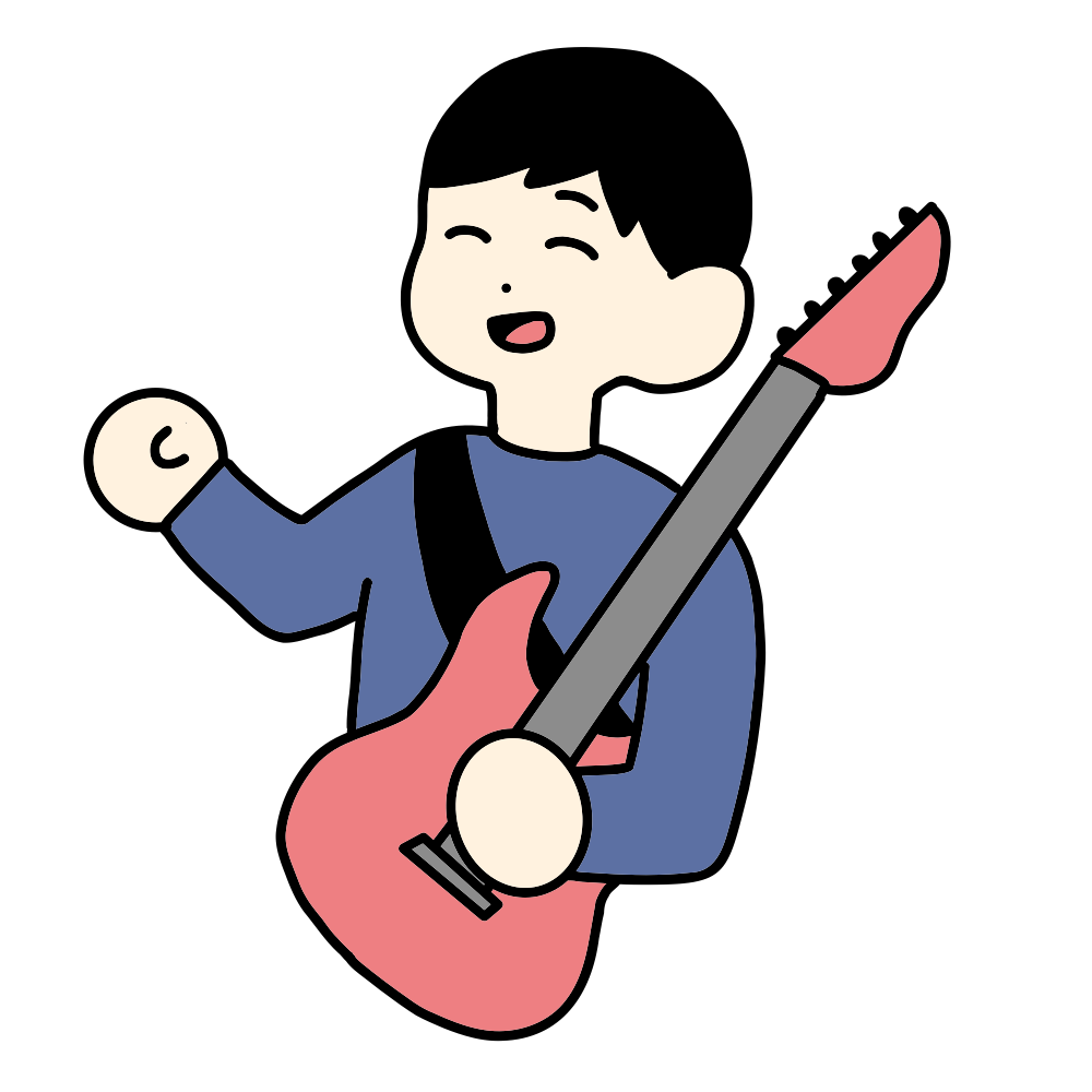 ギターを持った笑顔の男の子