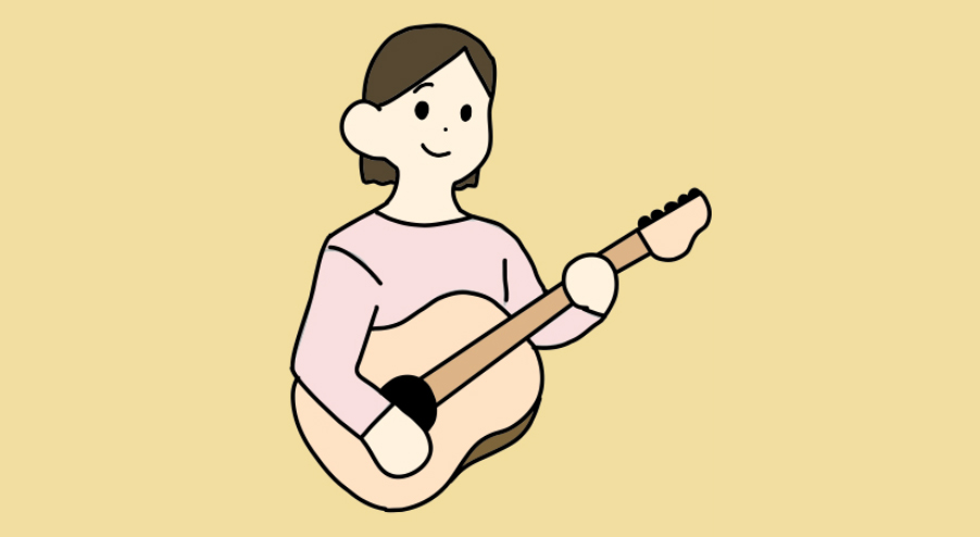 安心コースギターを持った女性